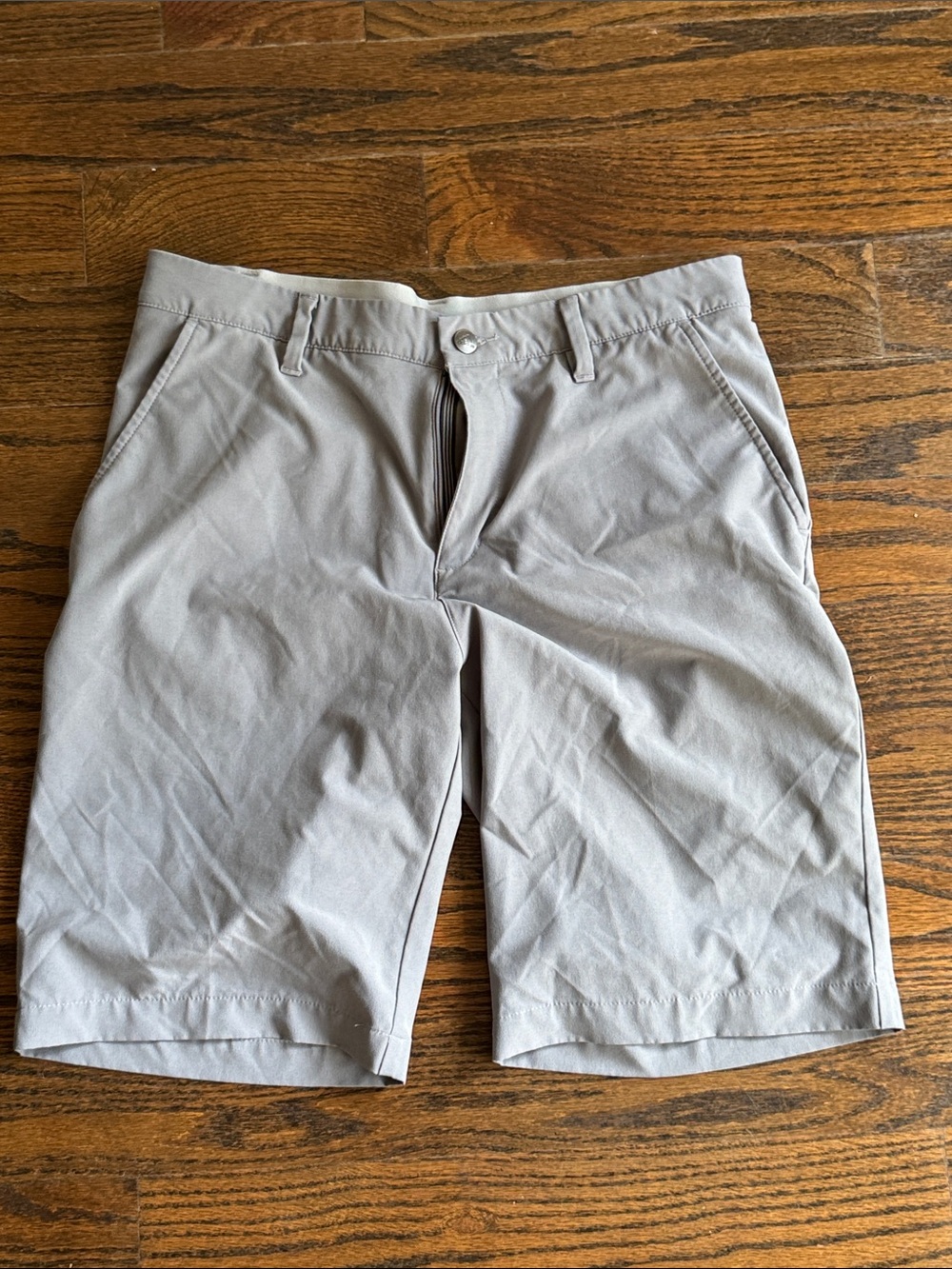 adidas Men's Light Gray Flat-Front Performance Shorts